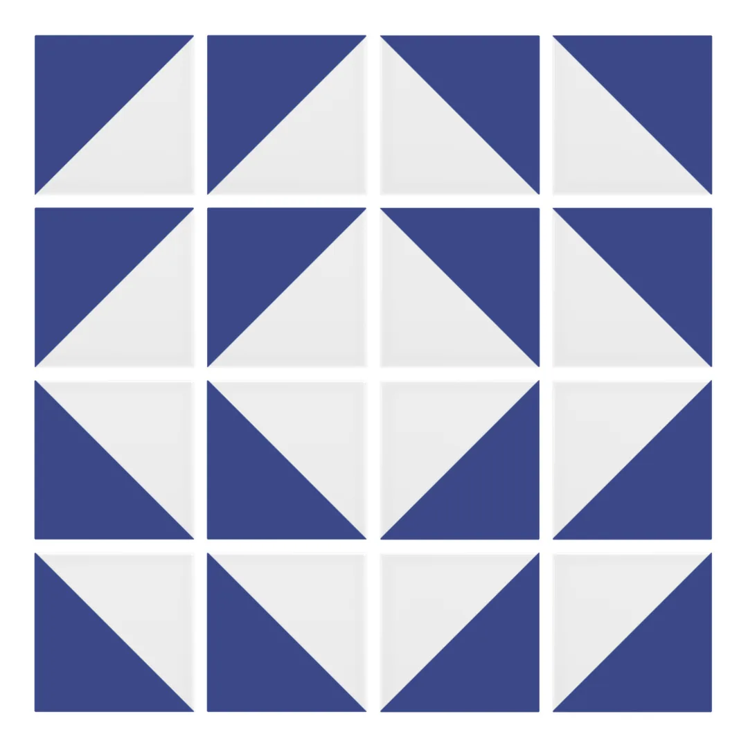 Patrón 7 de colocación de Azulejo Trigone Blanco 10x10 Azul Oscuro Brillo