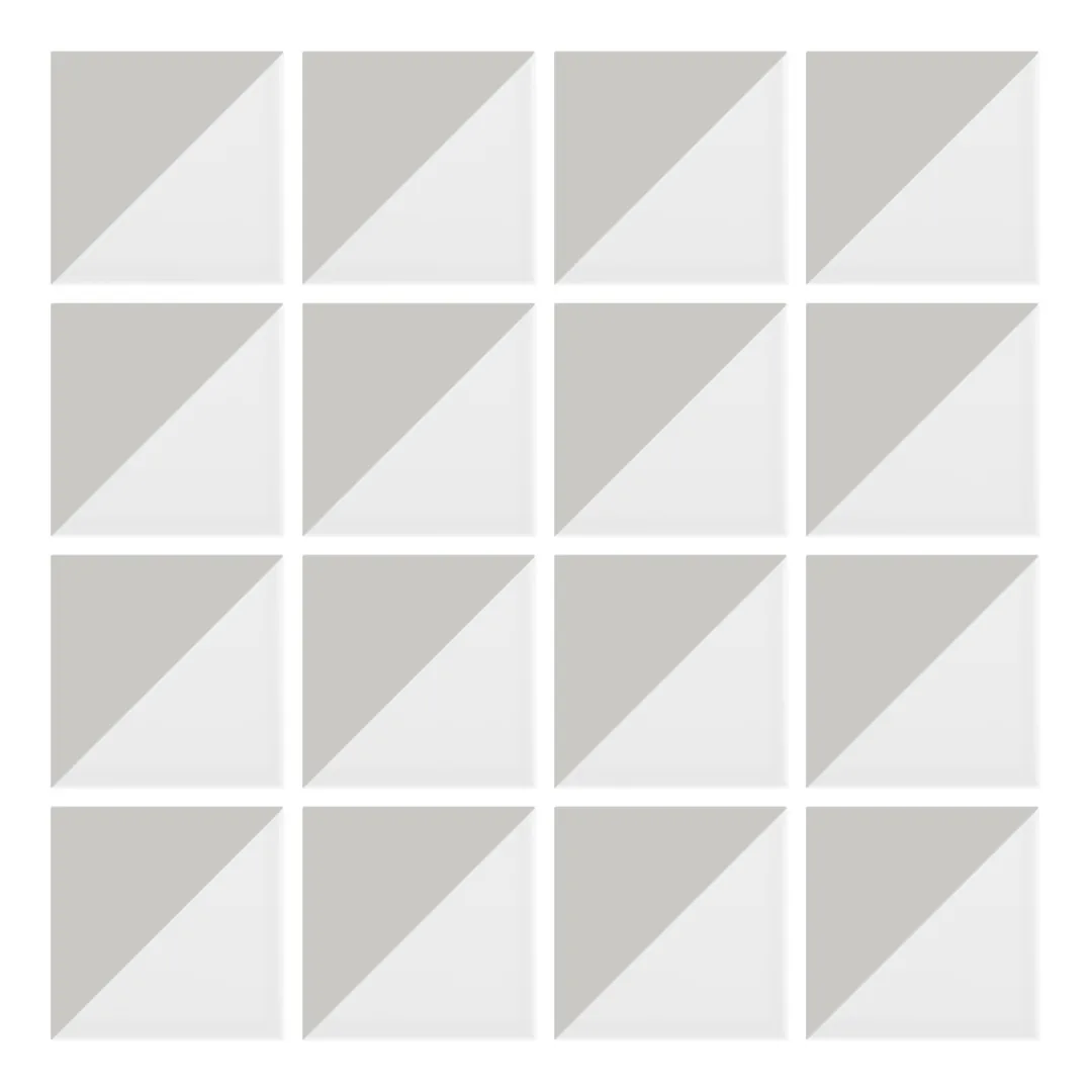 Patrón 1 de colocación de Azulejo Trigone Blanco 10x10 Gris Ceniza Mate
