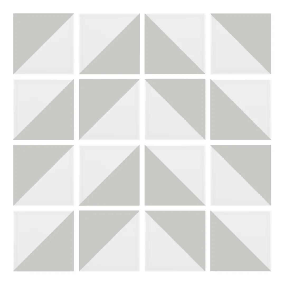 Patrón 4 de colocación de Azulejo Trigone Blanco 10x10 Gris Ceniza Mate