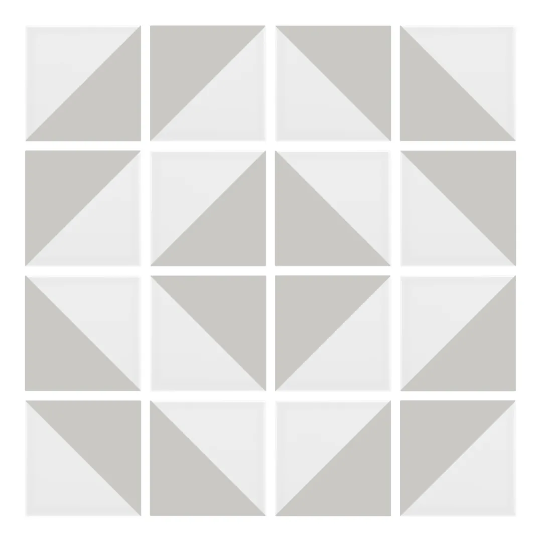 Patrón 5 de colocación de Azulejo Trigone Blanco 10x10 Gris Ceniza Mate