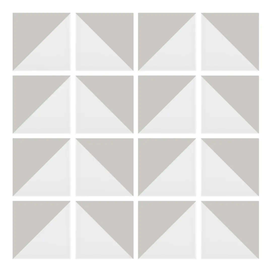 Patrón 6 de colocación de Azulejo Trigone Blanco 10x10 Gris Ceniza Mate