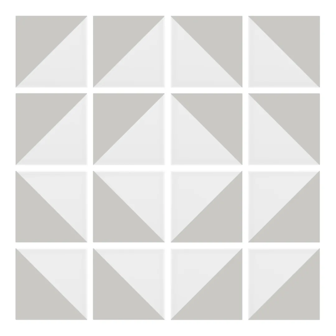 Patrón 7 de colocación de Azulejo Trigone Blanco 10x10 Gris Ceniza Mate