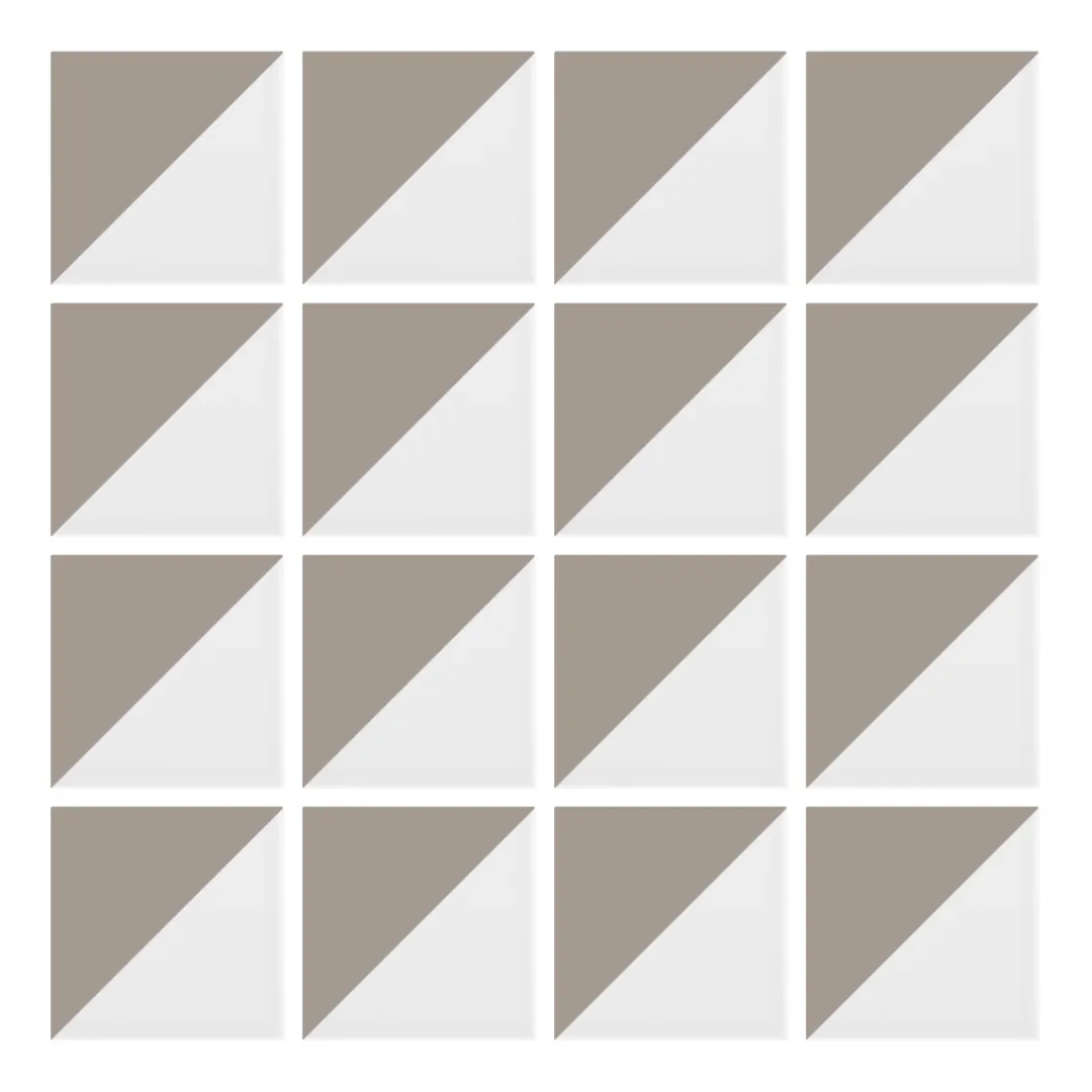 Patrón 1 de colocación de Azulejo Trigone Blanco 10x10 Gris Claro Brillo