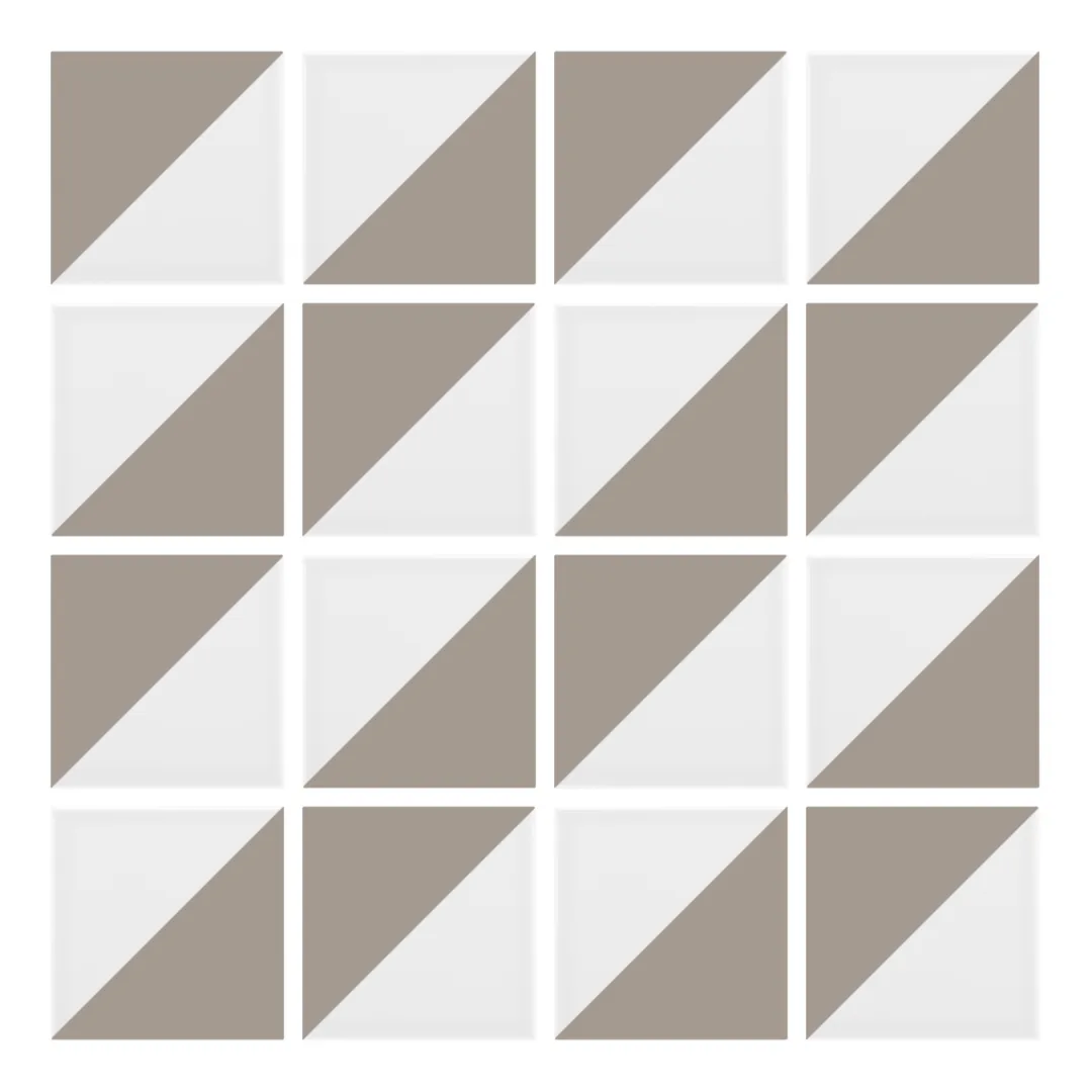 Patrón 2 de colocación de Azulejo Trigone Blanco 10x10 Gris Claro Brillo