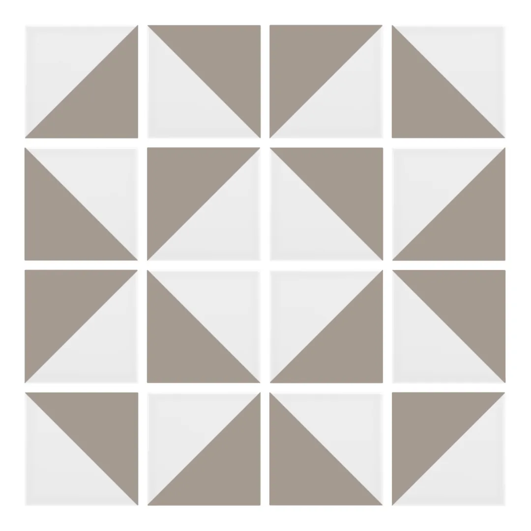 Patrón 3 de colocación de Azulejo Trigone Blanco 10x10 Gris Claro Brillo