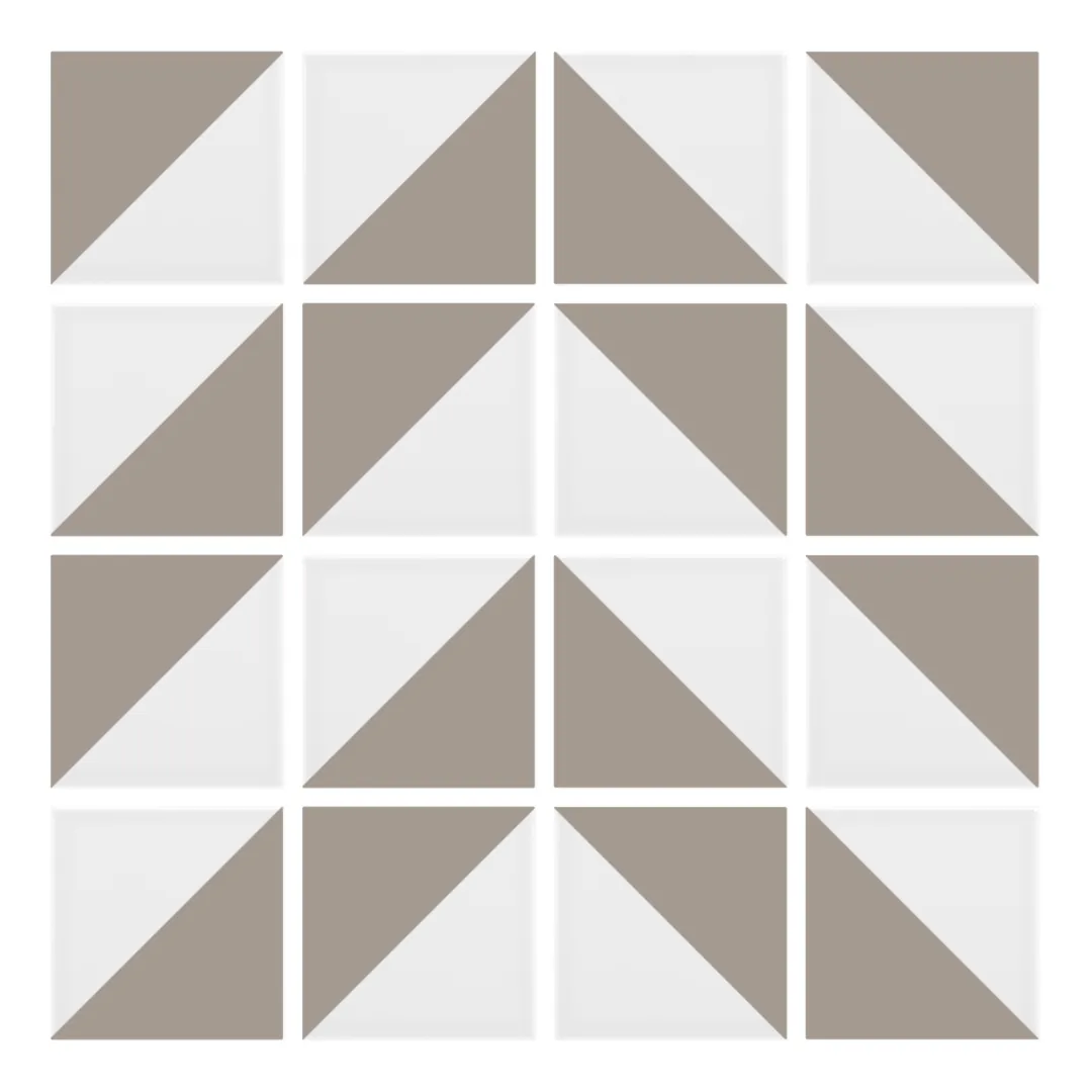 Patrón 4 de colocación de Azulejo Trigone Blanco 10x10 Gris Claro Brillo