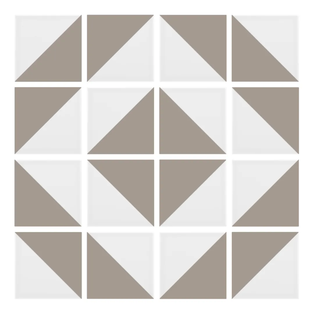 Patrón 5 de colocación de Azulejo Trigone Blanco 10x10 Gris Claro Brillo