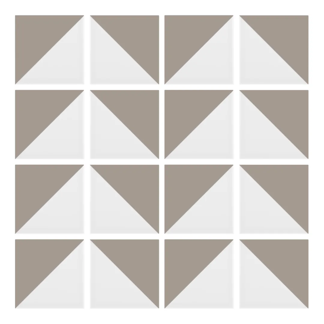 Patrón 6 de colocación de Azulejo Trigone Blanco 10x10 Gris Claro Brillo