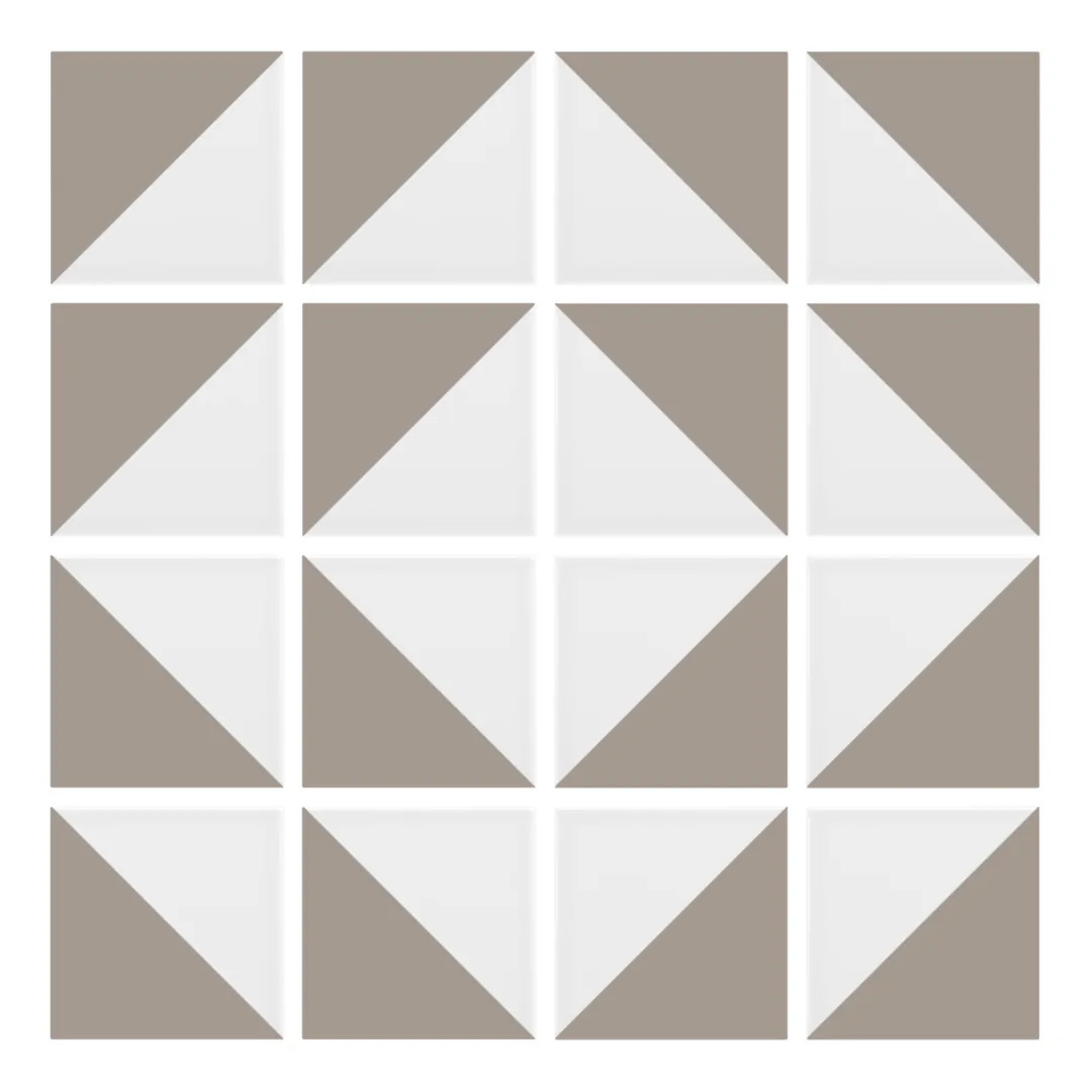 Patrón 7 de colocación de Azulejo Trigone Blanco 10x10 Gris Claro Brillo