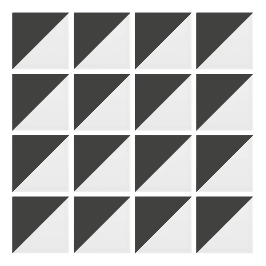 Patrón 1 de colocación de Azulejo Trigone Blanco 10x10 Gris Grafito Mate