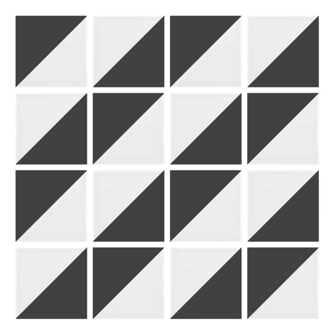 Patrón 2 de colocación de Azulejo Trigone Blanco 10x10 Gris Grafito Mate