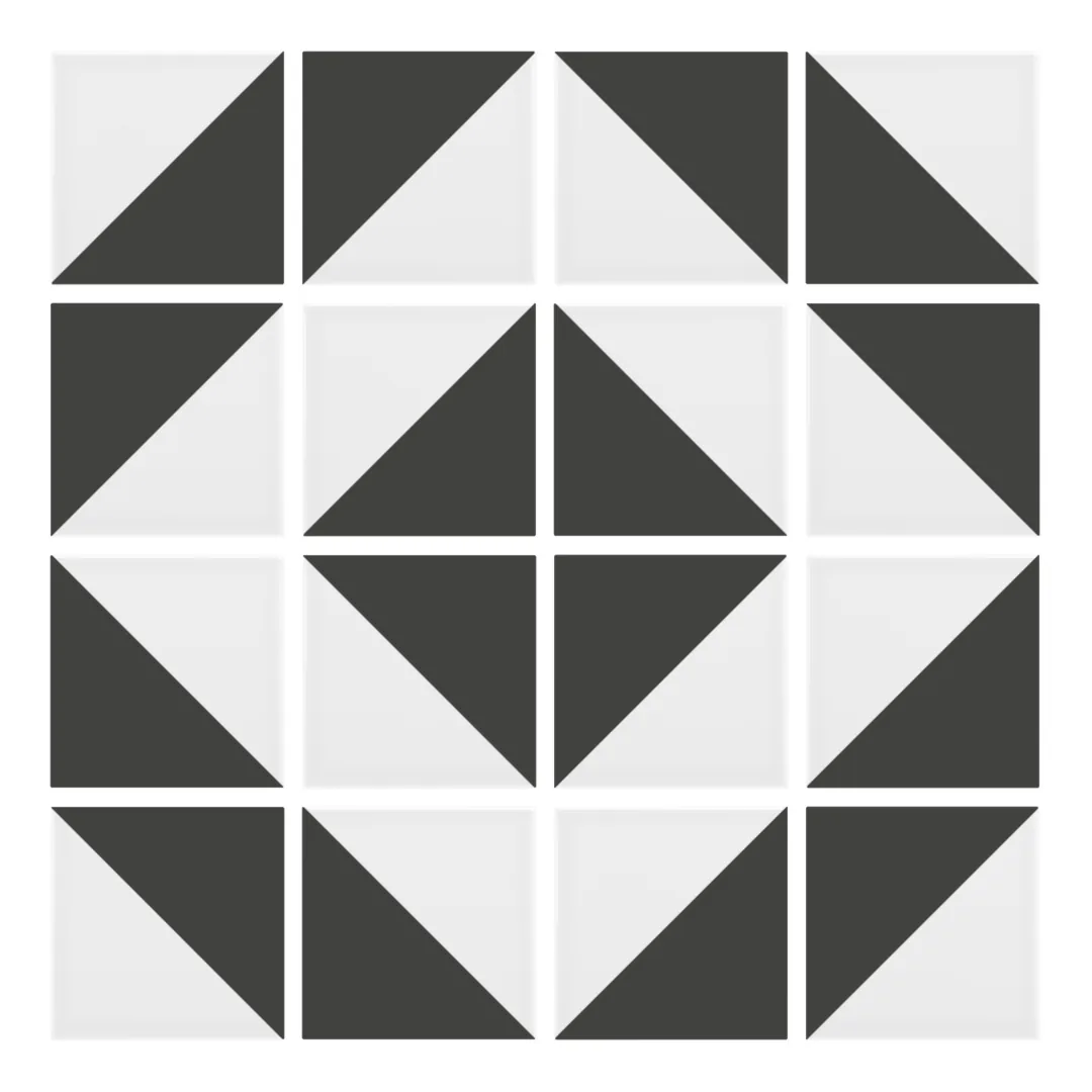Patrón 5 de colocación de Azulejo Trigone Blanco 10x10 Gris Grafito Mate