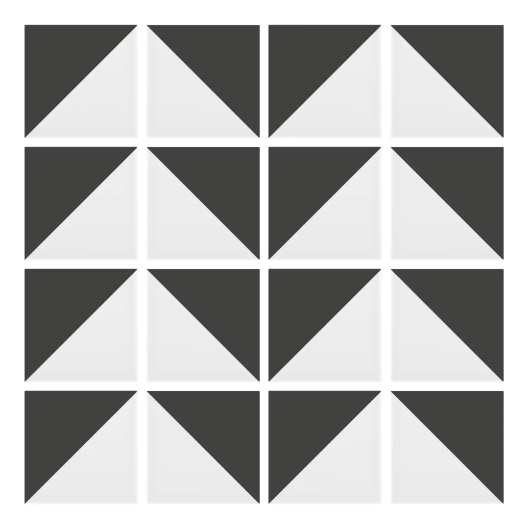 Patrón 6 de colocación de Azulejo Trigone Blanco 10x10 Gris Grafito Mate