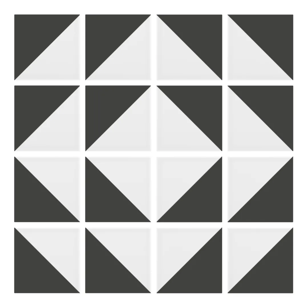 Patrón 7 de colocación de Azulejo Trigone Blanco 10x10 Gris Grafito Mate