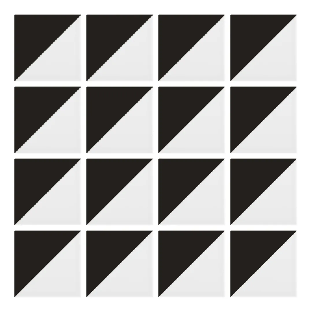 Patrón 1 de colocación de Azulejo Trigone Blanco 10x10 Gris Oscuro Brillo