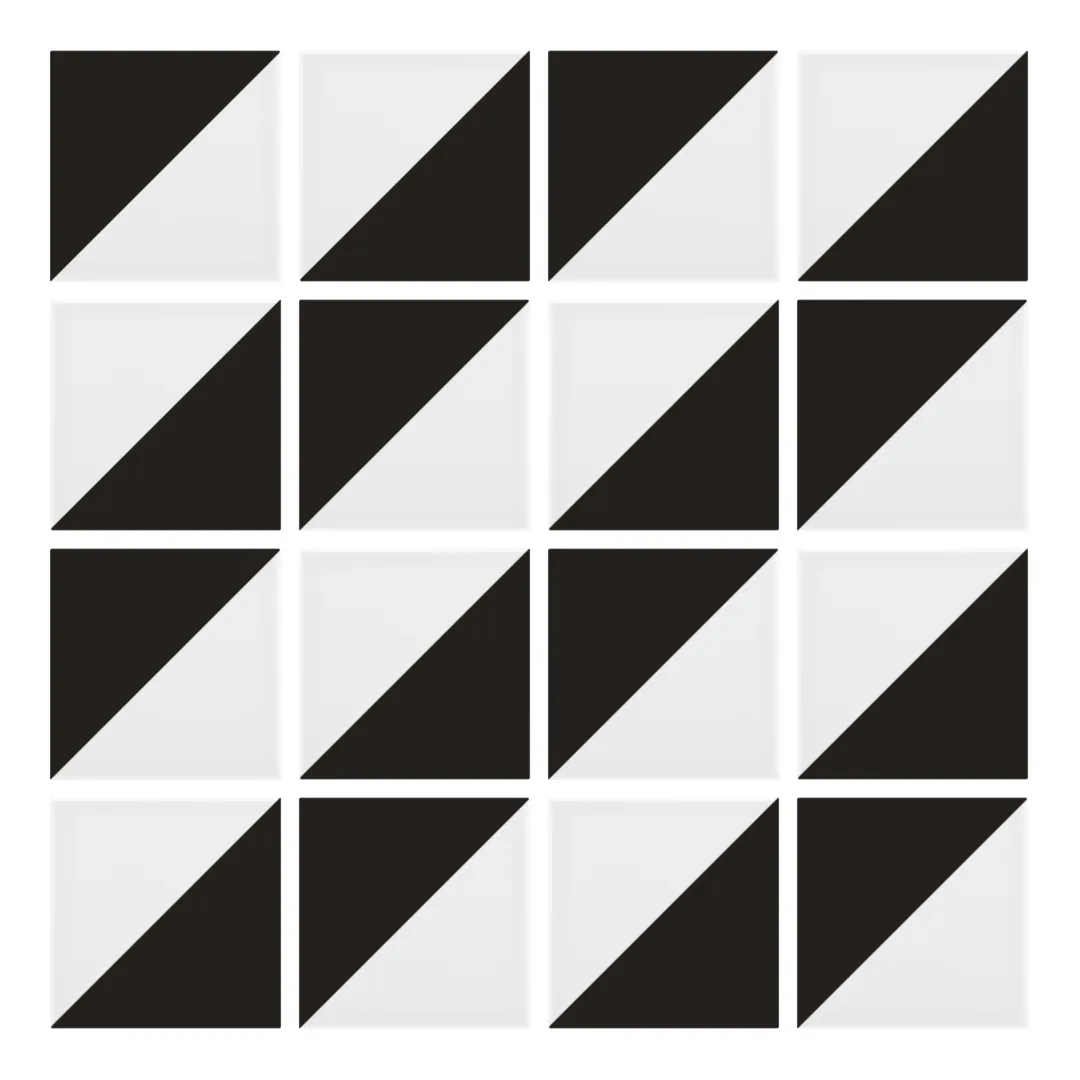 Patrón 2 de colocación de Azulejo Trigone Blanco 10x10 Gris Oscuro Brillo