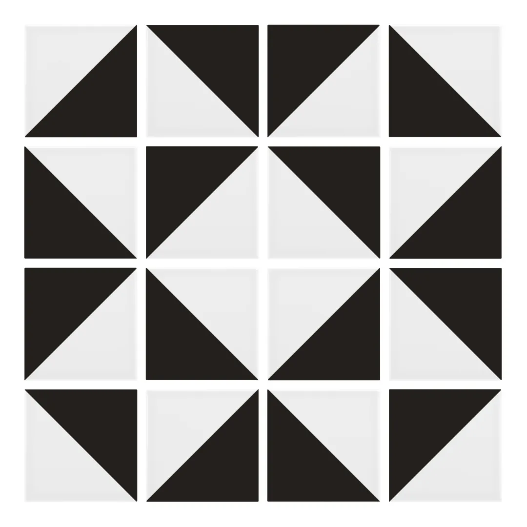 Patrón 3 de colocación de Azulejo Trigone Blanco 10x10 Gris Oscuro Brillo