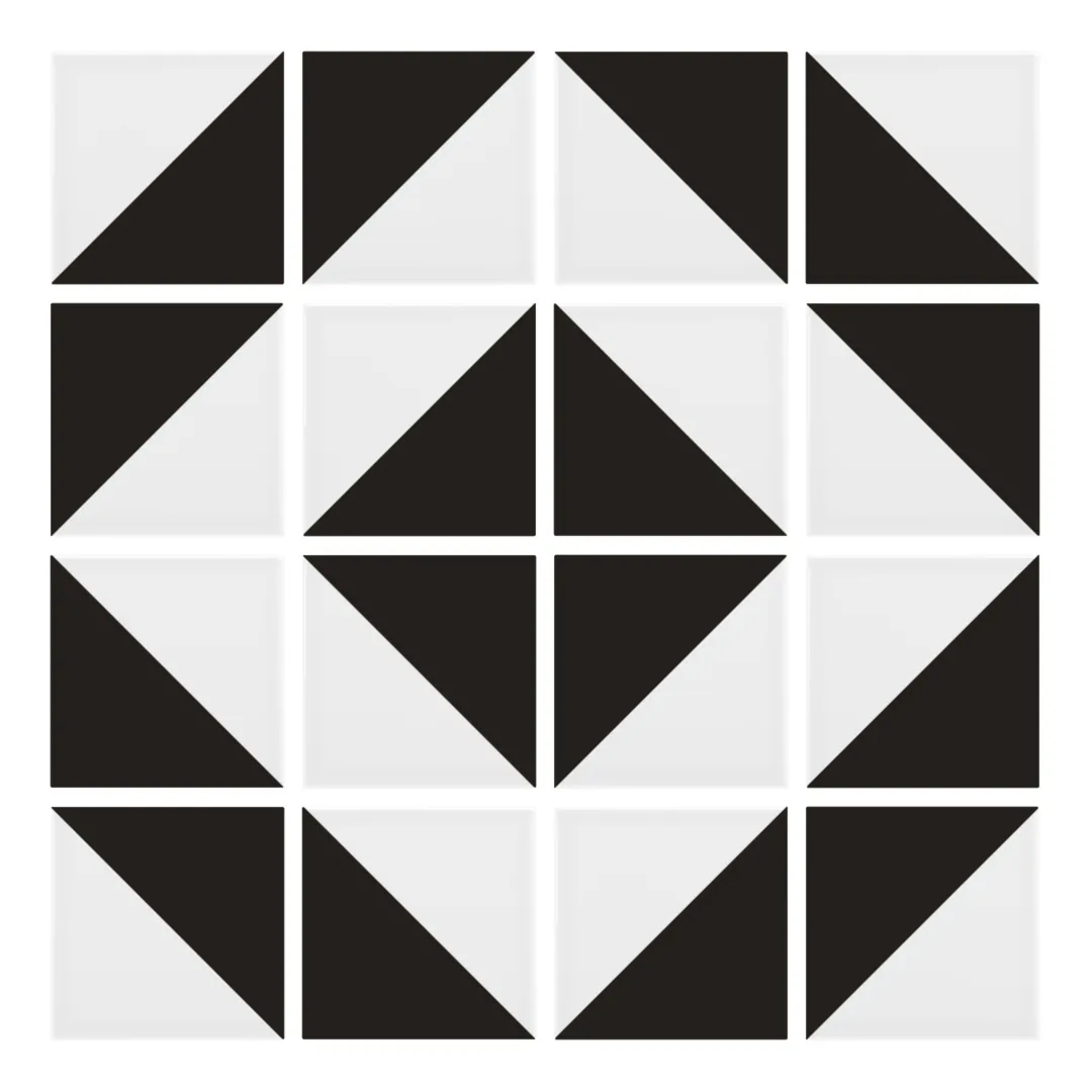 Patrón 5 de colocación de Azulejo Trigone Blanco 10x10 Gris Oscuro Brillo