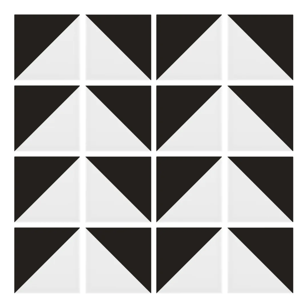 Patrón 6 de colocación de Azulejo Trigone Blanco 10x10 Gris Oscuro Brillo