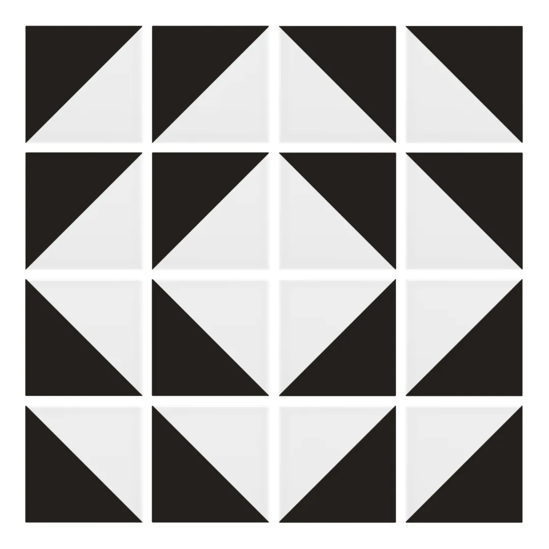 Patrón 7 de colocación de Azulejo Trigone Blanco 10x10 Gris Oscuro Brillo