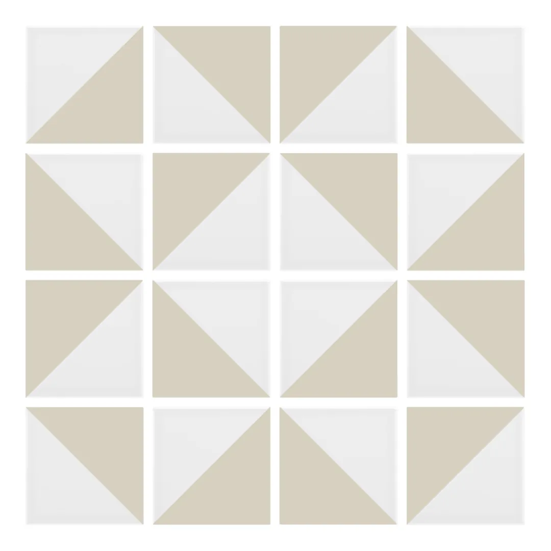 Patrón 3 de colocación de Azulejo Trigone Blanco 10x10 Hueso Mate