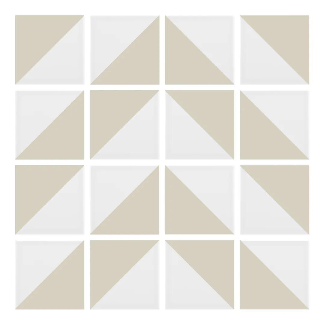 Patrón 4 de colocación de Azulejo Trigone Blanco 10x10 Hueso Mate