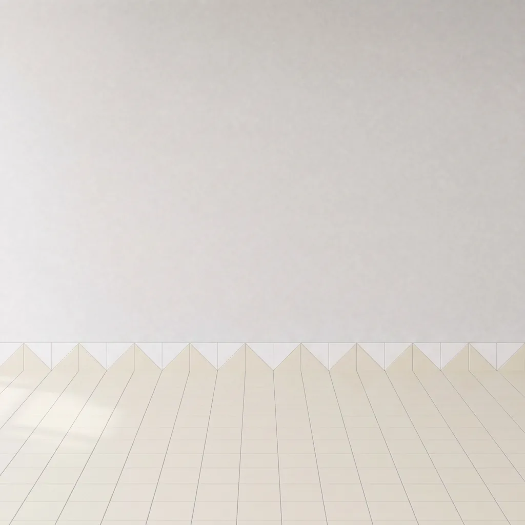 Azulejo Trigone Blanco 10x10 Mantequilla Mate formando una banda decorativa en una pared