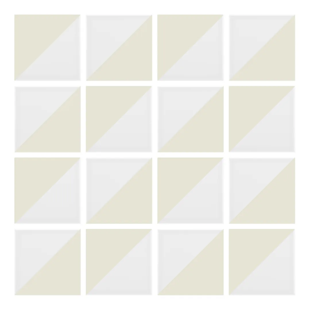 Patrón 2 de colocación de Azulejo Trigone Blanco 10x10 Mantequilla Mate