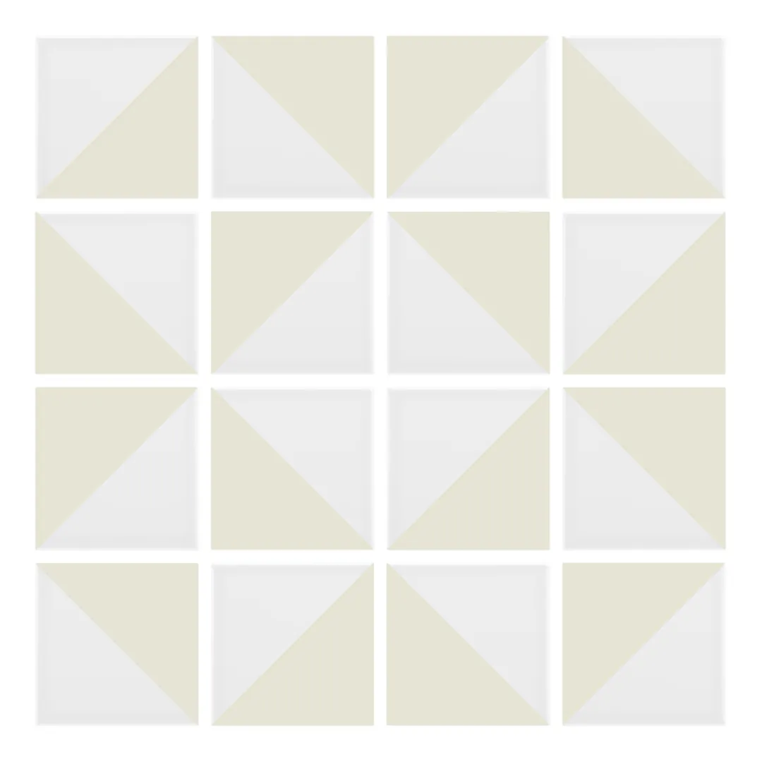 Patrón 3 de colocación de Azulejo Trigone Blanco 10x10 Mantequilla Mate