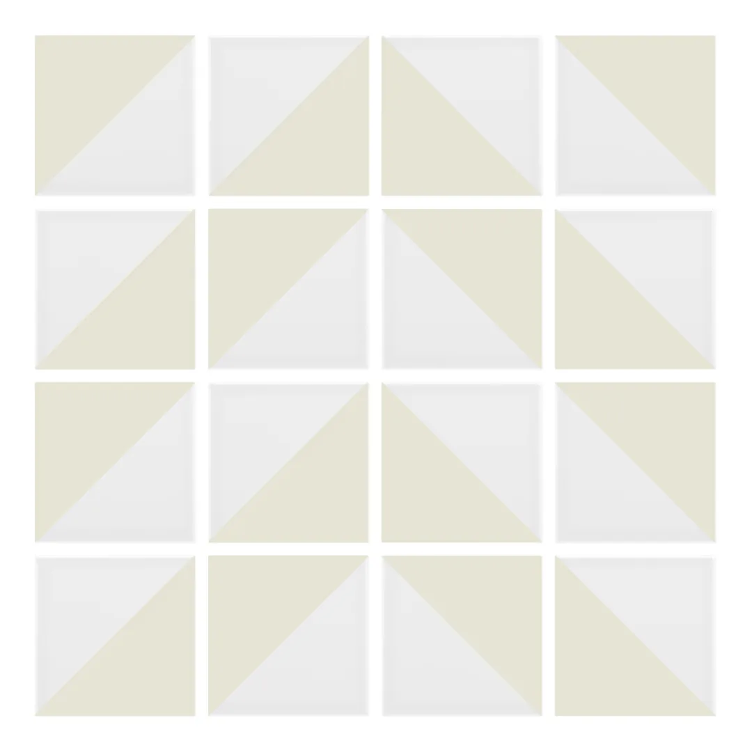 Patrón 4 de colocación de Azulejo Trigone Blanco 10x10 Mantequilla Mate