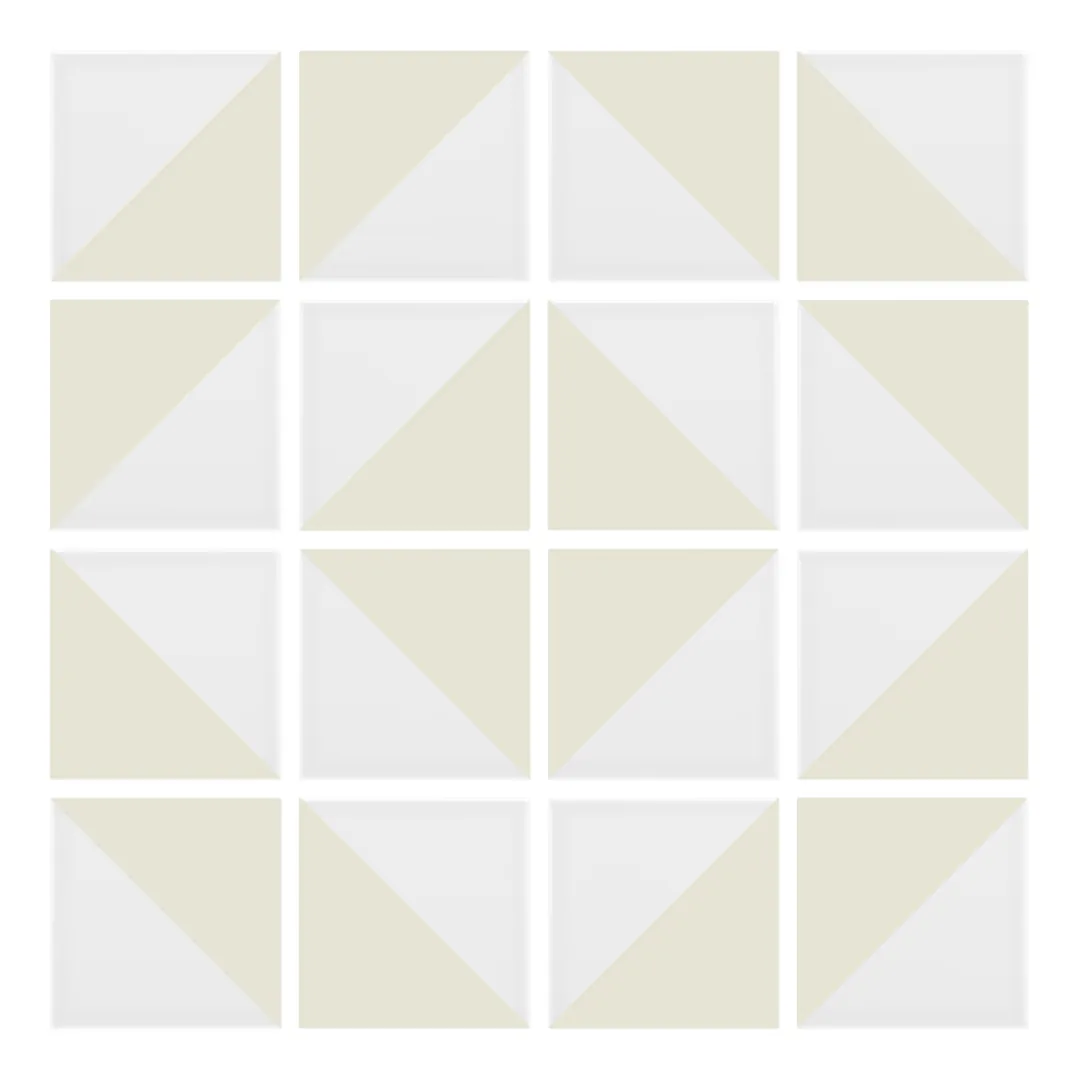Patrón 5 de colocación de Azulejo Trigone Blanco 10x10 Mantequilla Mate