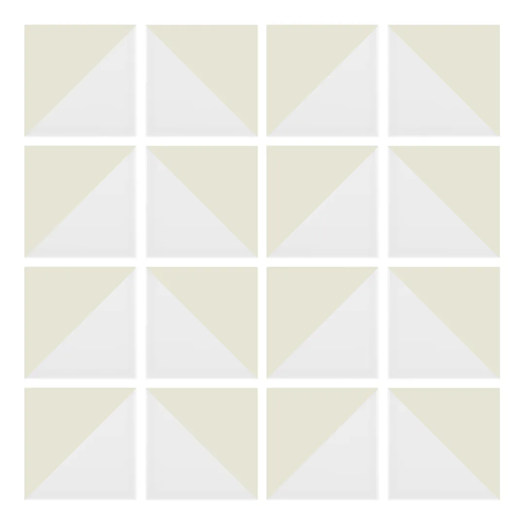 Patrón 6 de colocación de Azulejo Trigone Blanco 10x10 Mantequilla Mate