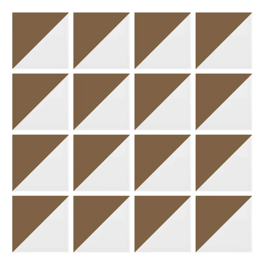 Patrón 1 de colocación de Azulejo Trigone Blanco 10x10 Marrón Caramelo Mate