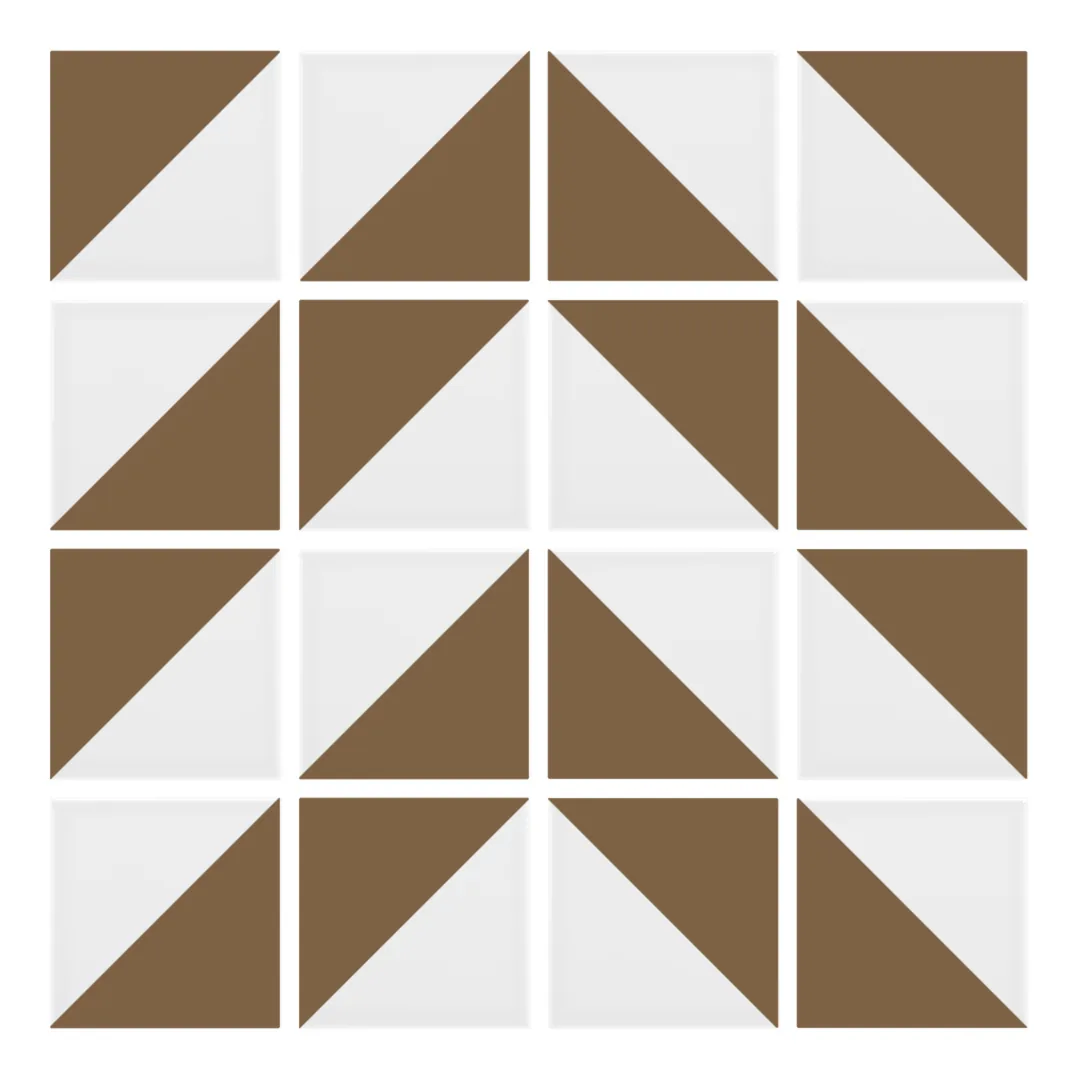 Patrón 4 de colocación de Azulejo Trigone Blanco 10x10 Marrón Caramelo Mate