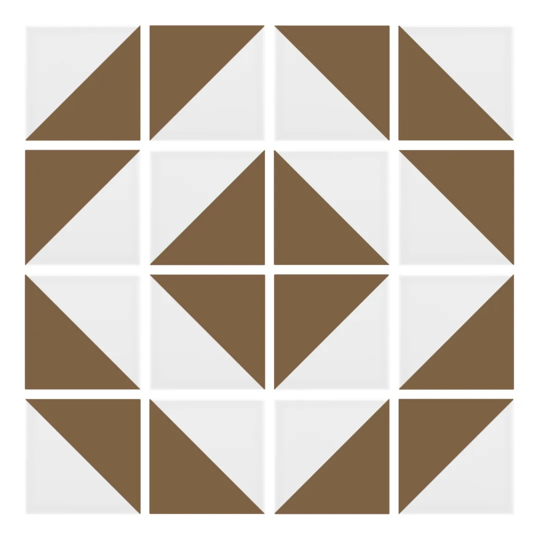 Patrón 5 de colocación de Azulejo Trigone Blanco 10x10 Marrón Caramelo Mate