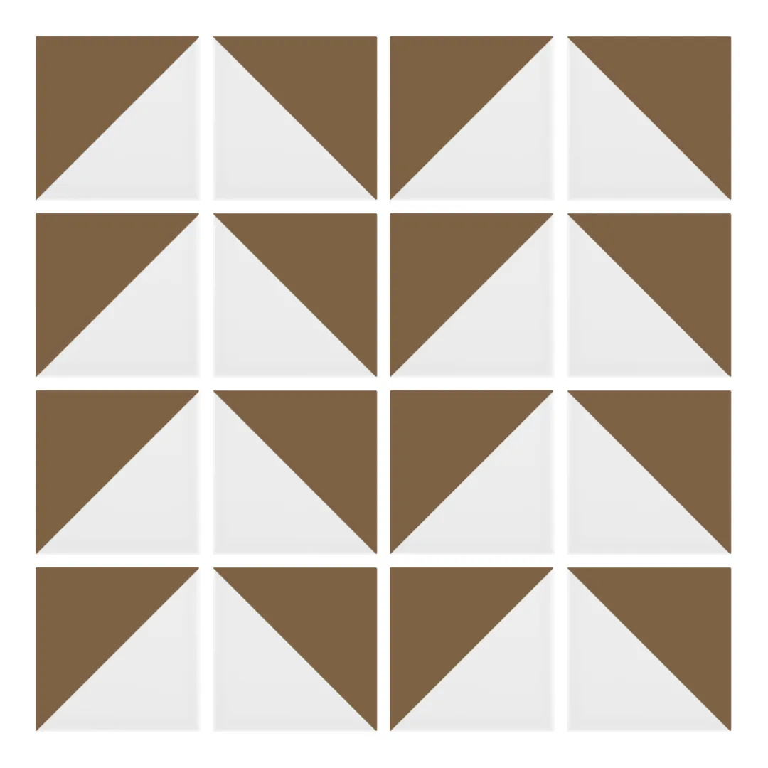 Patrón 6 de colocación de Azulejo Trigone Blanco 10x10 Marrón Caramelo Mate