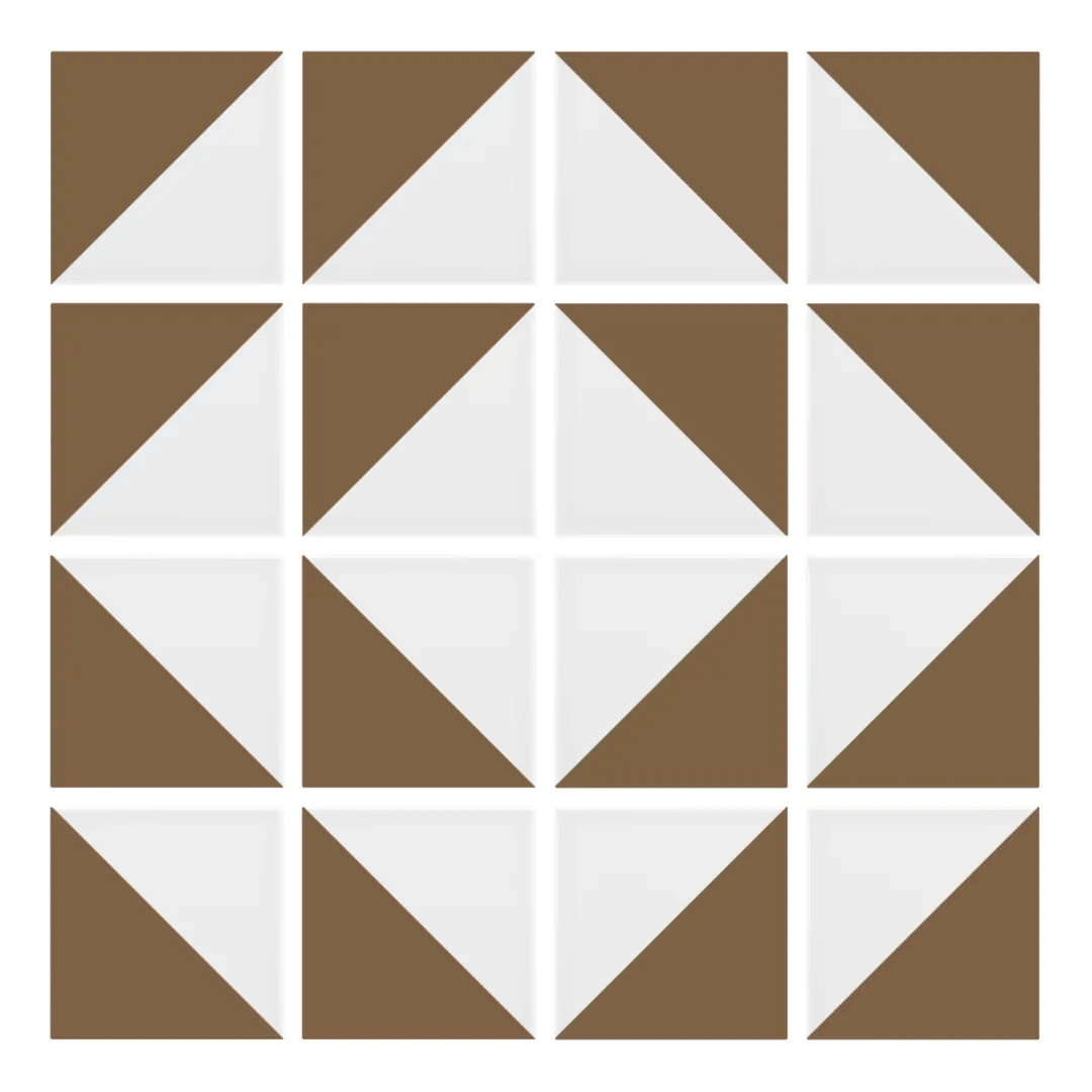 Patrón 7 de colocación de Azulejo Trigone Blanco 10x10 Marrón Caramelo Mate