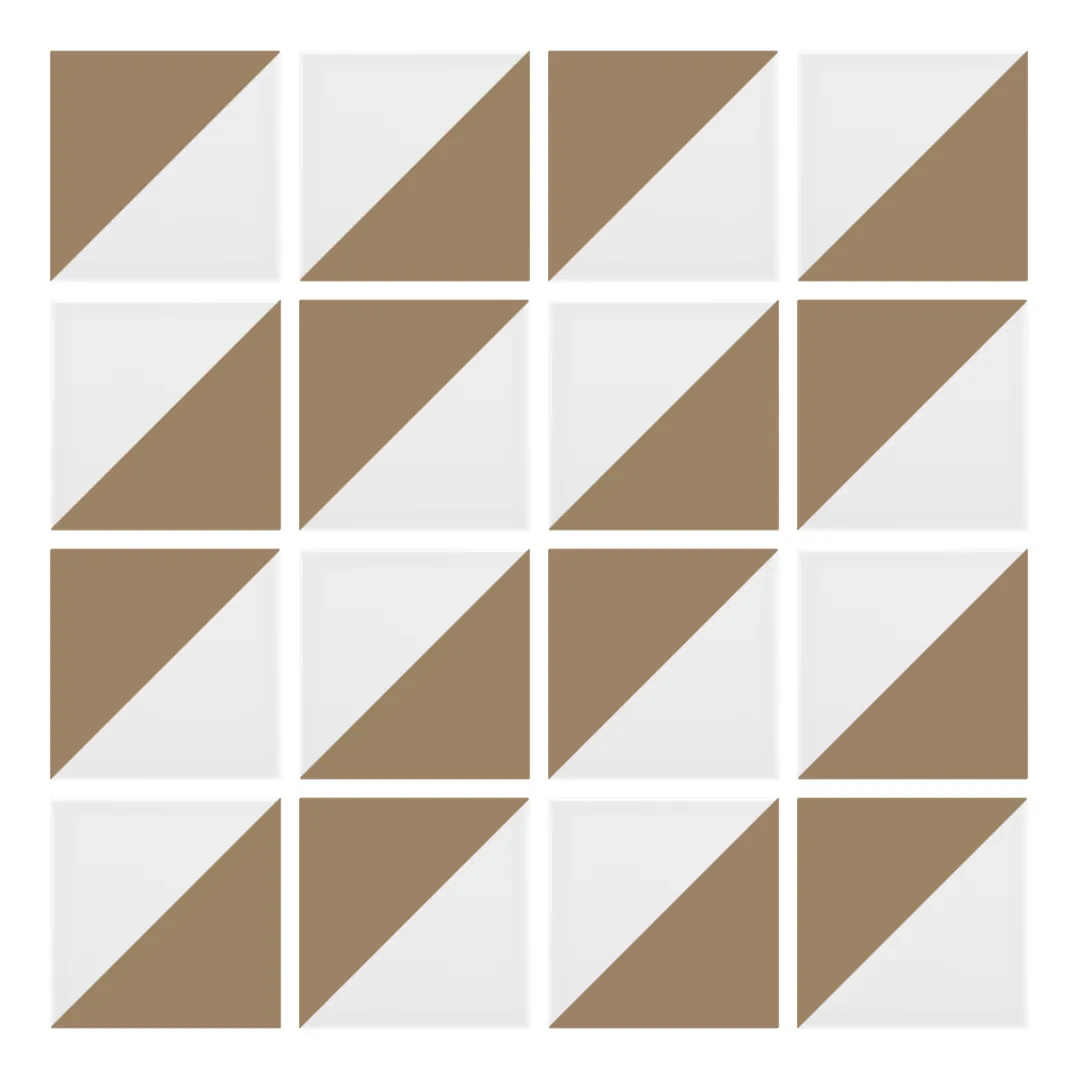 Patrón 2 de colocación de Azulejo Trigone Blanco 10x10 Marrón Champiñón Brillo