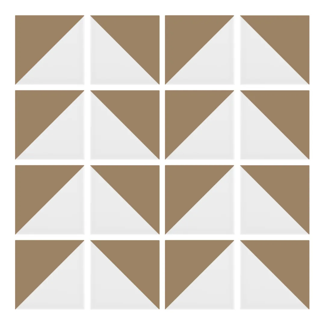 Patrón 6 de colocación de Azulejo Trigone Blanco 10x10 Marrón Champiñón Brillo