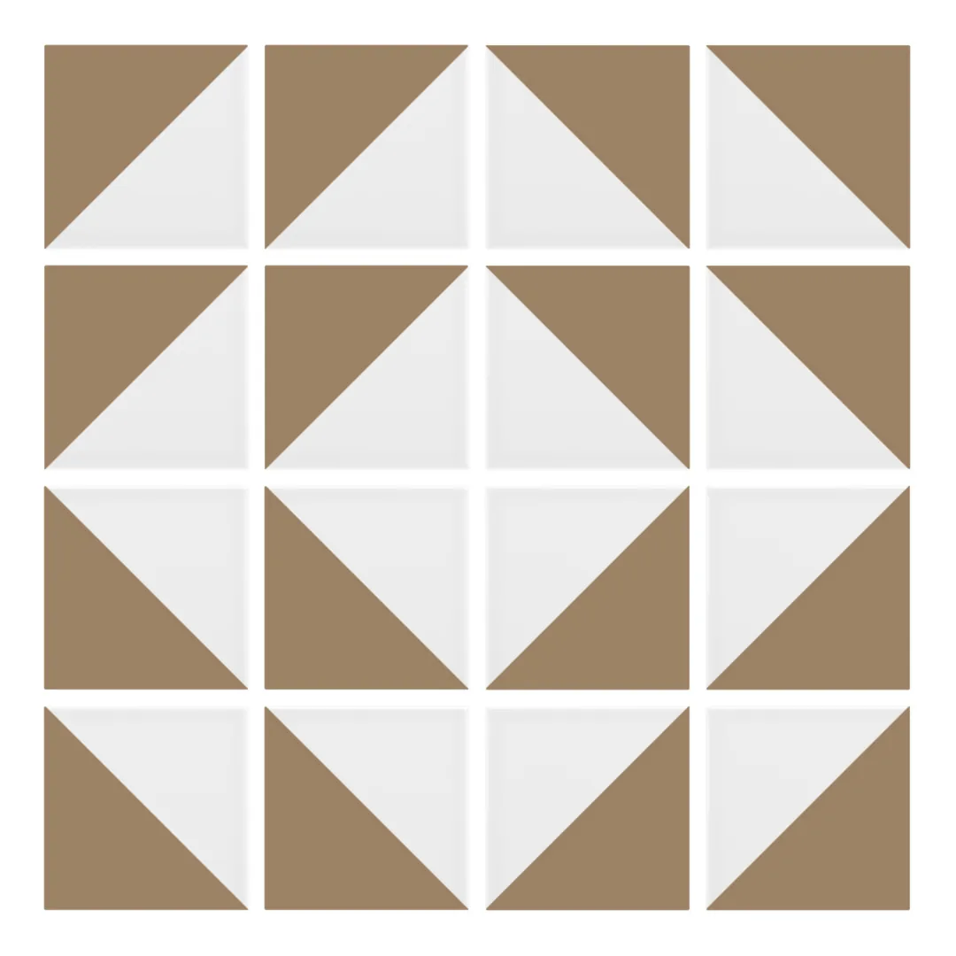 Patrón 7 de colocación de Azulejo Trigone Blanco 10x10 Marrón Champiñón Brillo