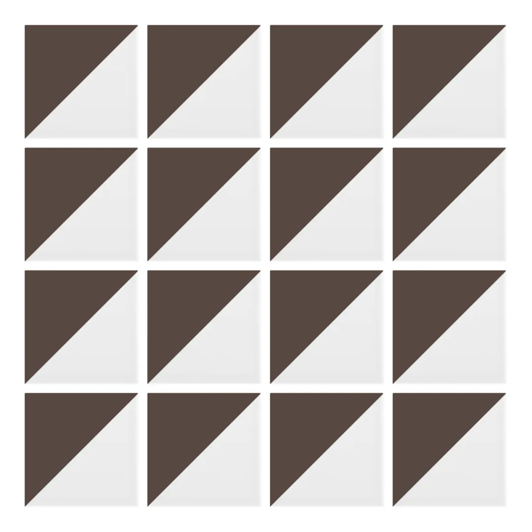 Patrón 1 de colocación de Azulejo Trigone Blanco 10x10 Marrón Chocolate Mate