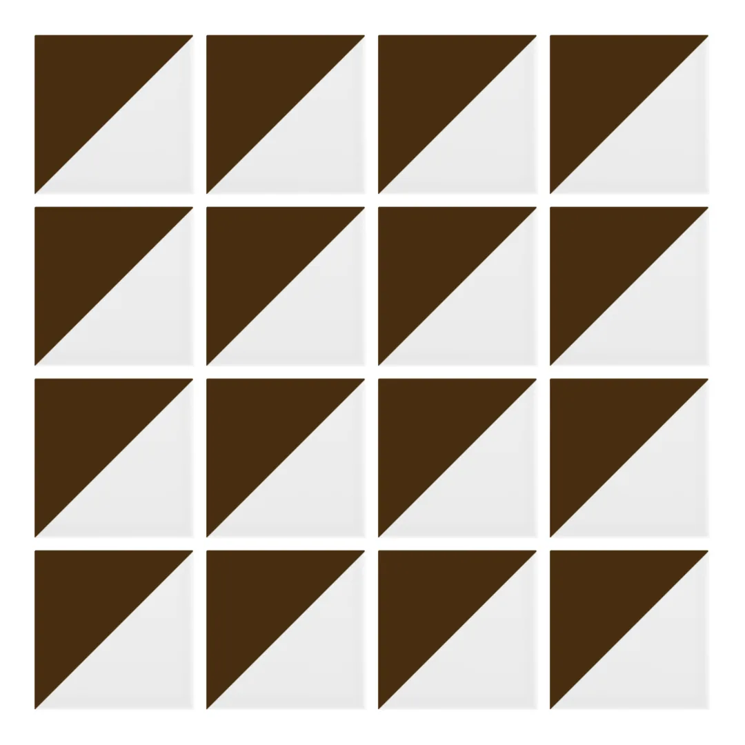 Patrón 1 de colocación de Azulejo Trigone Blanco 10x10 Marrón Mocca Brillo