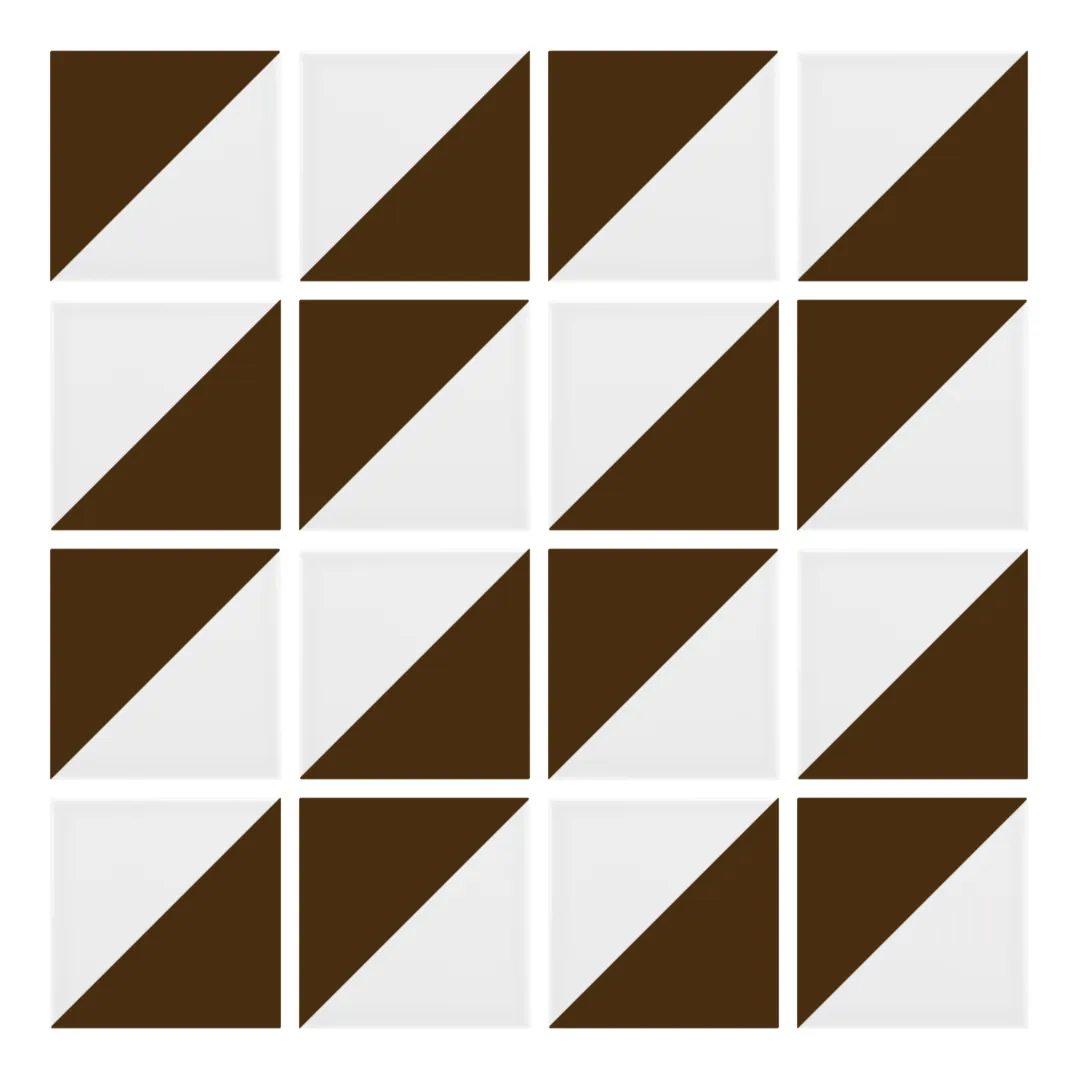 Patrón 2 de colocación de Azulejo Trigone Blanco 10x10 Marrón Mocca Brillo