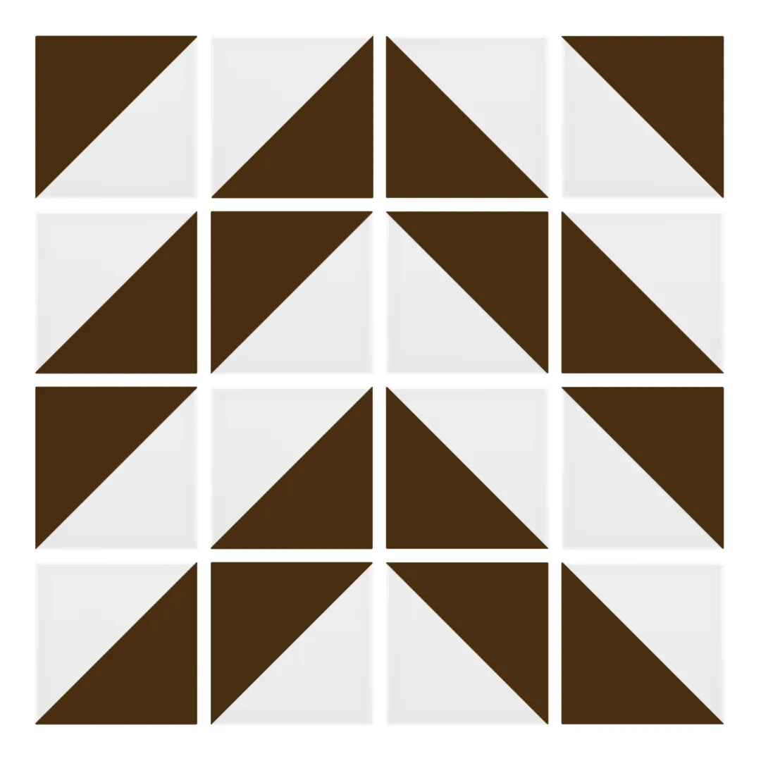 Patrón 4 de colocación de Azulejo Trigone Blanco 10x10 Marrón Mocca Brillo