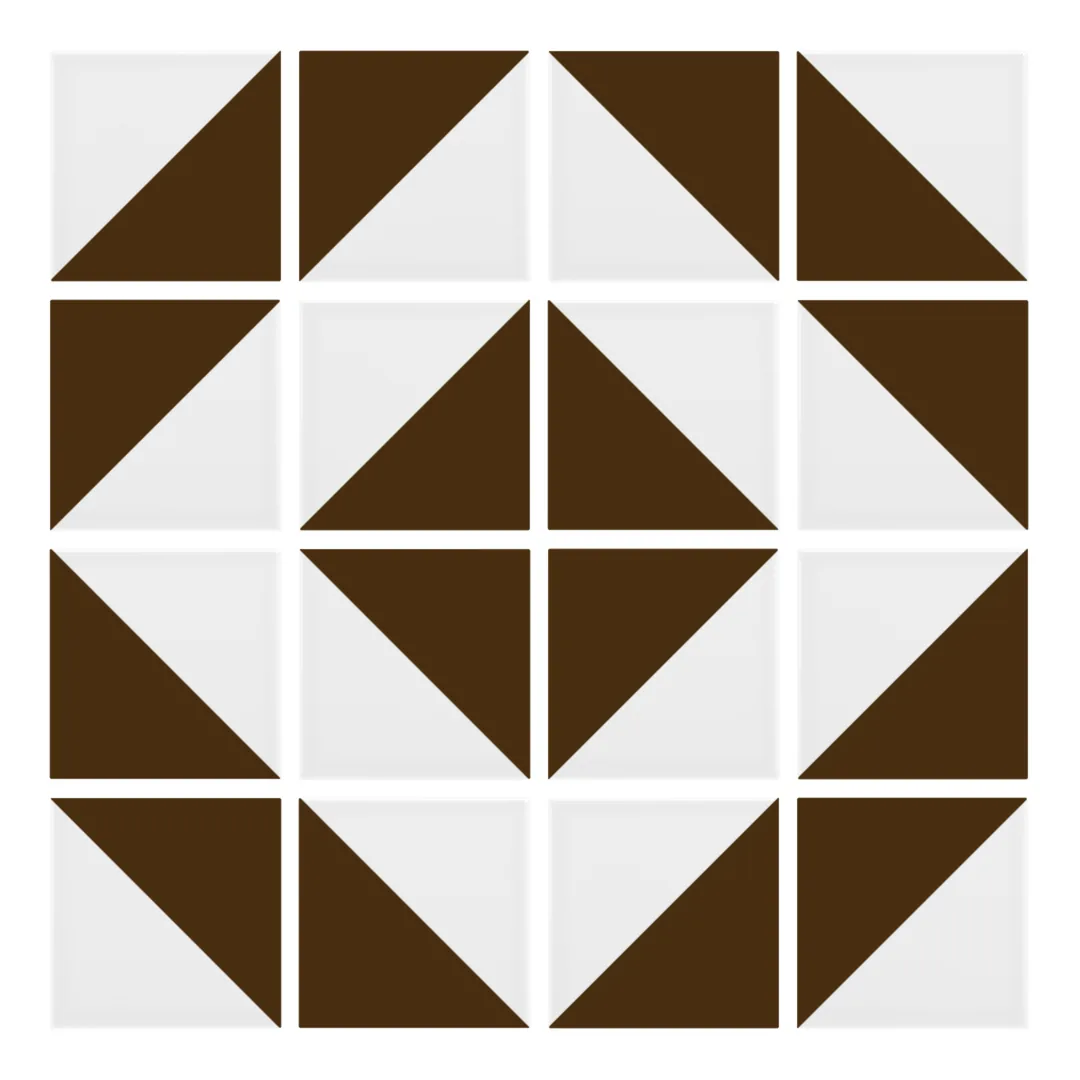 Patrón 5 de colocación de Azulejo Trigone Blanco 10x10 Marrón Mocca Brillo