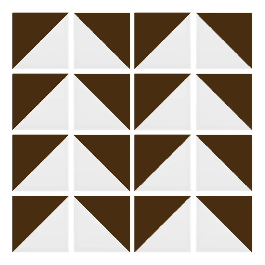 Patrón 6 de colocación de Azulejo Trigone Blanco 10x10 Marrón Mocca Brillo