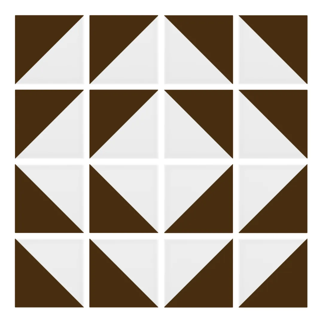 Patrón 7 de colocación de Azulejo Trigone Blanco 10x10 Marrón Mocca Brillo