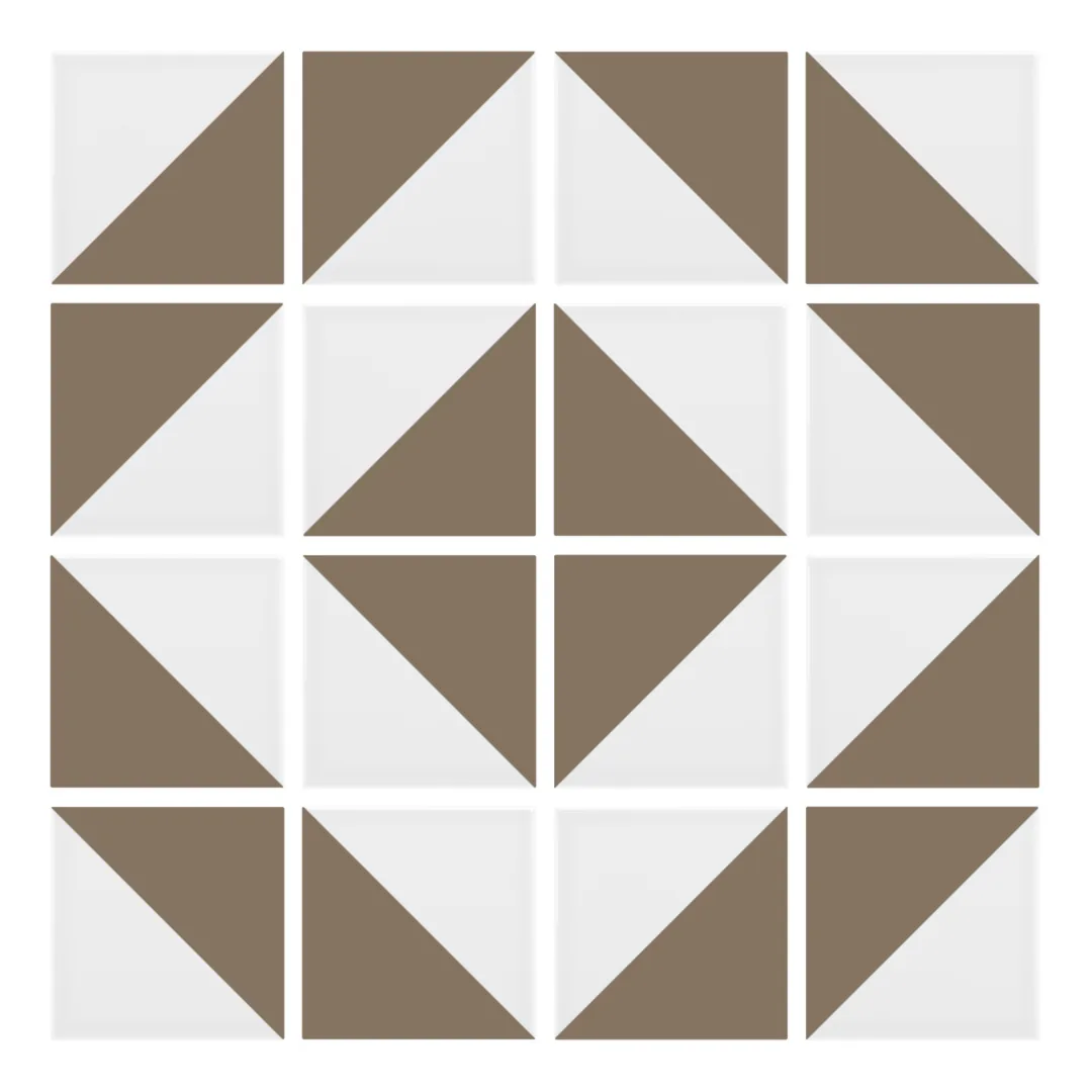 Patrón 5 de colocación de Azulejo Trigone Blanco 10x10 Marrón Piedra Mate
