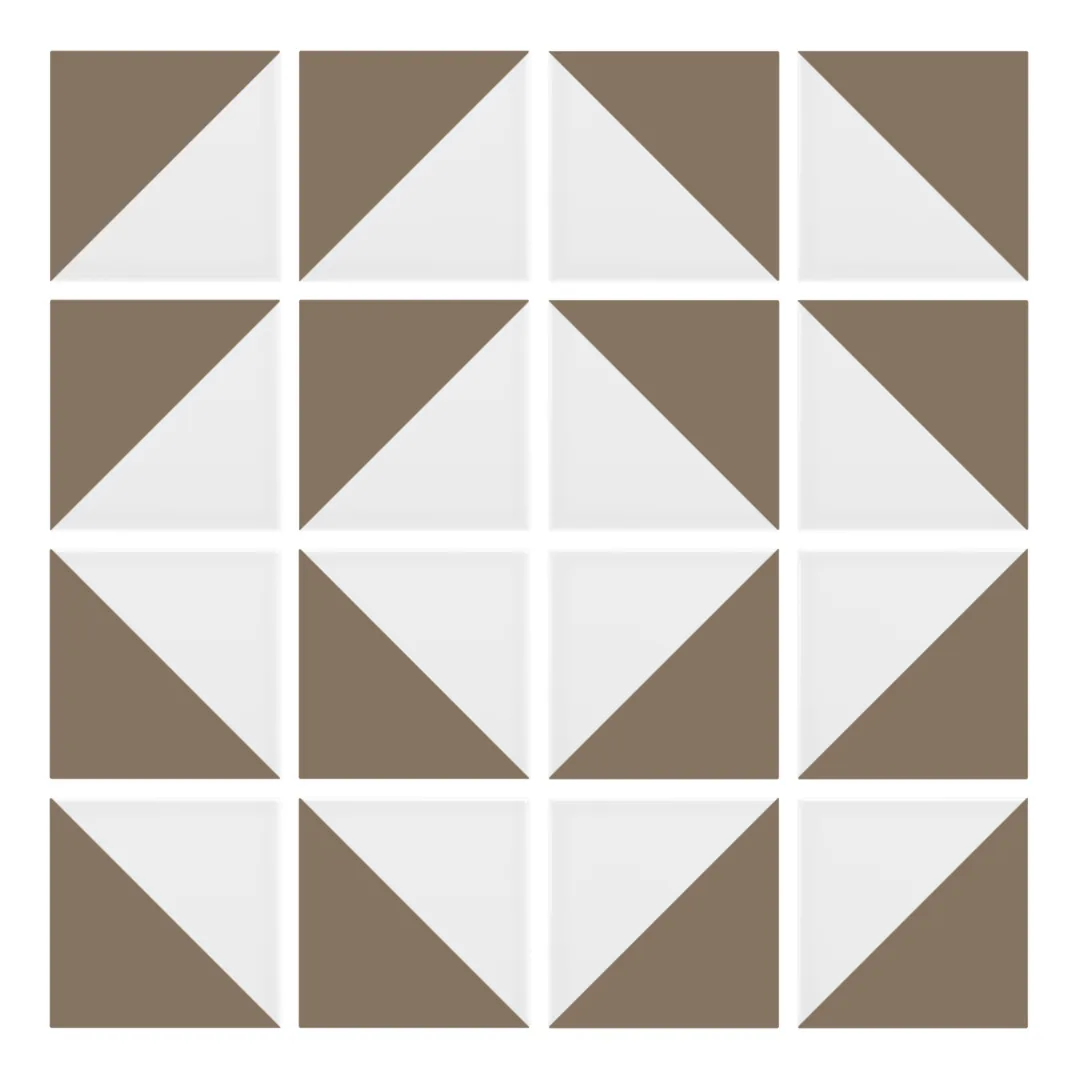 Patrón 7 de colocación de Azulejo Trigone Blanco 10x10 Marrón Piedra Mate