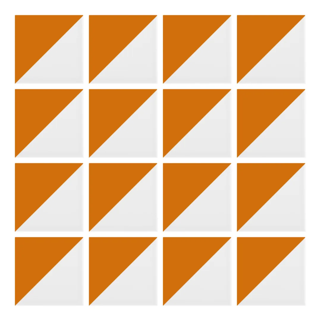 Patrón 1 de colocación de Azulejo Trigone Blanco 10x10 Naranja Brillo